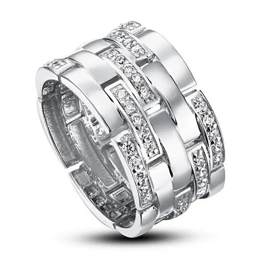 Created Diamond 925 Sterling Silver 1 cm Band Wedding Anniversary Ring XFR8005-0