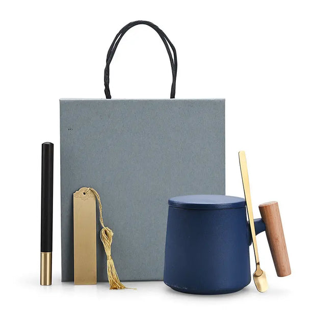 Creative Gift Personalized Ceramic Coffee Mug With Lid Spoon Rough Pottery Cup Lettering Couple Water Cup Logo - Memoriex 