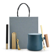 Creative Gift Personalized Ceramic Coffee Mug With Lid Spoon Rough Pottery Cup Lettering Couple Water Cup Logo - Memoriex 