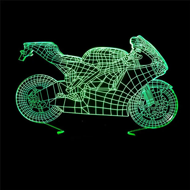 Creative Motorcycle Model 3D Illusion Night Light LED Lamp USB Touch 7 Color Changing Table Decoration Lights Gift - Memoriex 