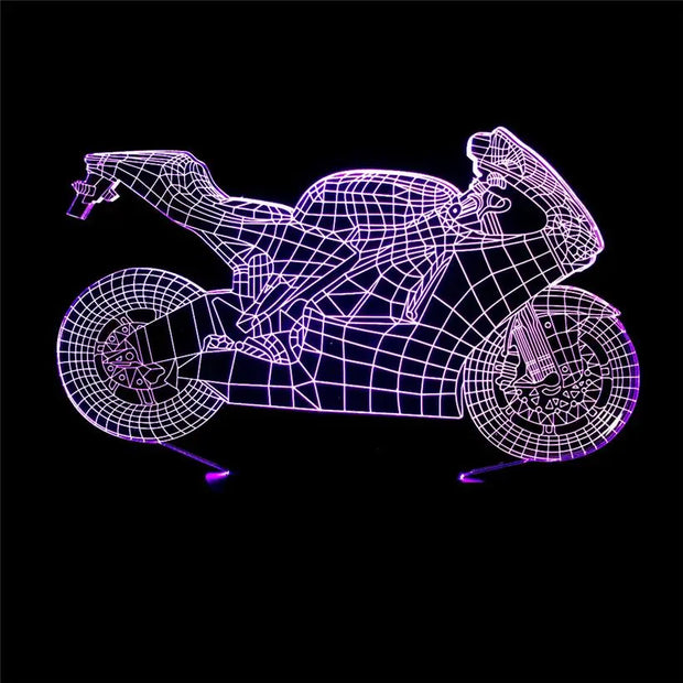 Creative Motorcycle Model 3D Illusion Night Light LED Lamp USB Touch 7 Color Changing Table Decoration Lights Gift - Memoriex 