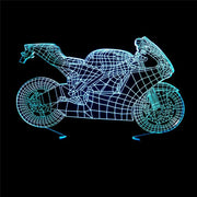 Creative Motorcycle Model 3D Illusion Night Light LED Lamp USB Touch 7 Color Changing Table Decoration Lights Gift - Memoriex 