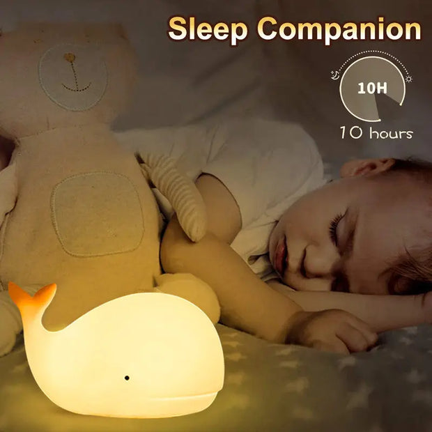 Creative Night Light New LED Colorful USB Charging Whale Silicone Light Pat Light With Sleeping Atmosphere Light - Memoriex 