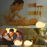 Creative Night Light New LED Colorful USB Charging Whale Silicone Light Pat Light With Sleeping Atmosphere Light - Memoriex 