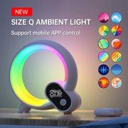 Creative Q Light Analog Sunrise Digital Display Alarm Clock Bluetooth Audio Intelligent Wake-up Q Colorful Atmosphere Light - Memoriex 