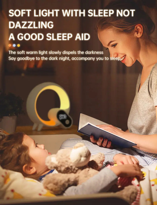 Creative Q Light Analog Sunrise Digital Display Alarm Clock Bluetooth Audio Intelligent Wake-up Q Colorful Atmosphere Light - Memoriex 