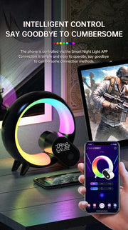 Creative Q Light Analog Sunrise Digital Display Alarm Clock Bluetooth Audio Intelligent Wake-up Q Colorful Atmosphere Light - Memoriex 