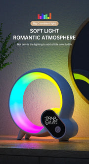Creative Q Light Analog Sunrise Digital Display Alarm Clock Bluetooth Audio Intelligent Wake-up Q Colorful Atmosphere Light - Memoriex 