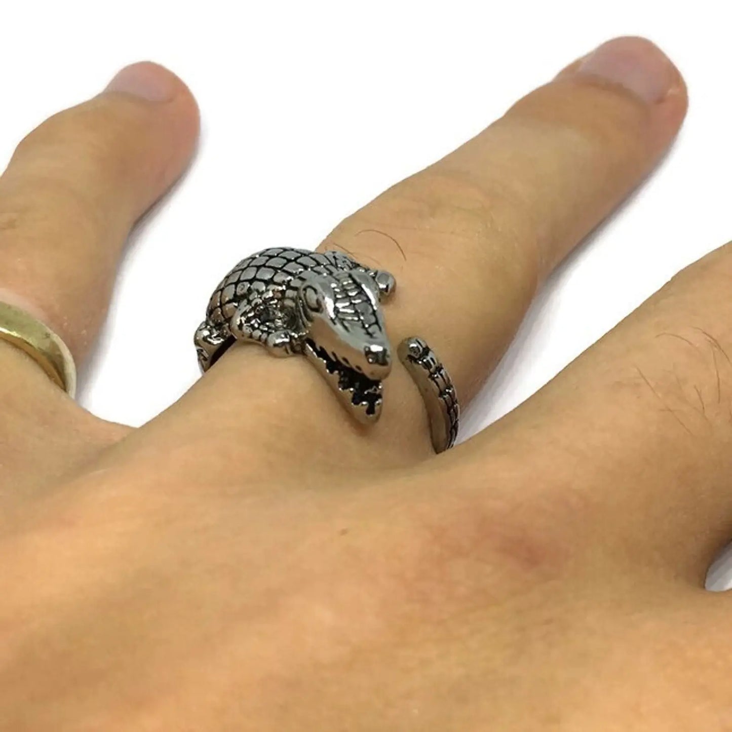 Crocodile Adjustable Band Ring-1