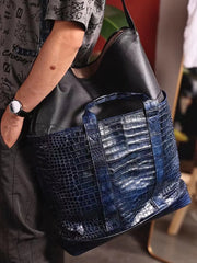 Crocodile Leather Shopper Tote Travel  Bag-1