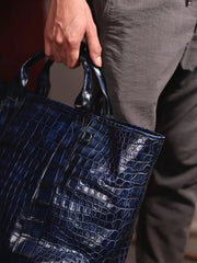 Crocodile Leather Shopper Tote Travel  Bag-3