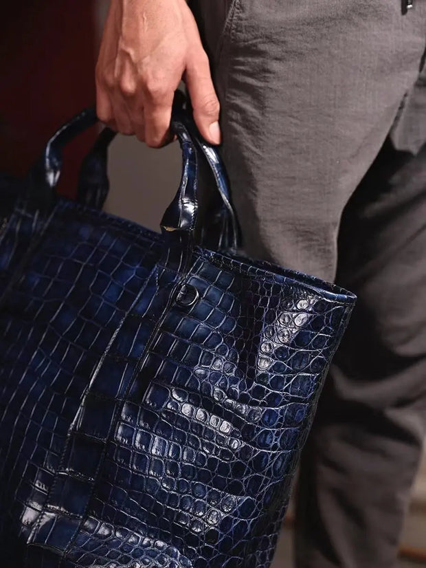 Crocodile Leather Shopper Tote Travel  Bag-3