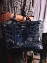 Crocodile Leather Shopper Tote Travel  Bag-4