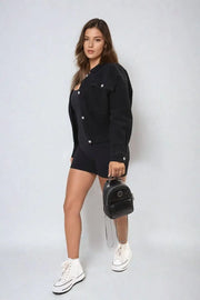 Cropped Button Jacket with Front Pockets - Memoriex 