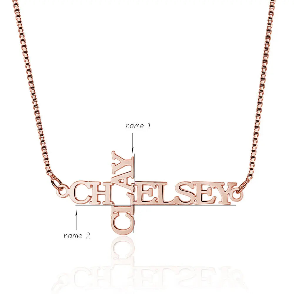 Cross Double Name Necklace-2