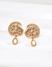 Crown & Heart Time Motif Earrings-0