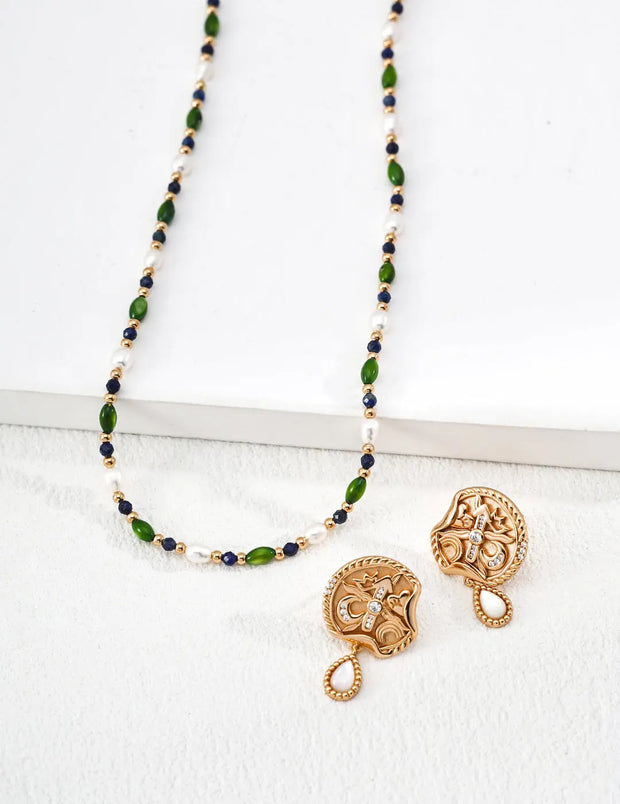 Crown & Heart Time Motif Earrings-2