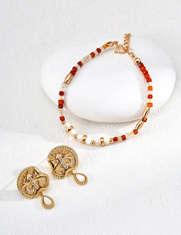 Crown & Heart Time Motif Earrings-3