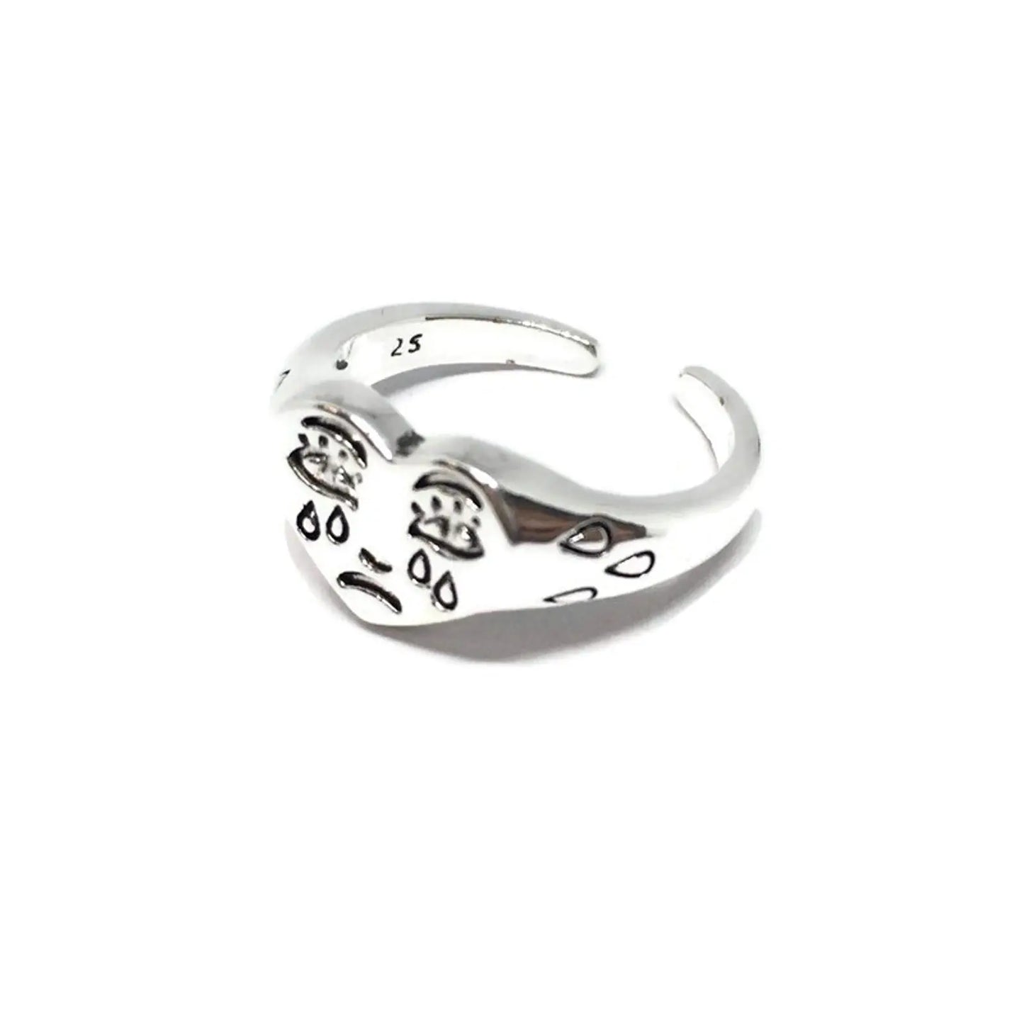 Crying Love Heart Band Ring-2