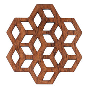 Cubix Geometric Upcycled Teak Wood Coasters - Set of 2 or 4 - Memoriex 