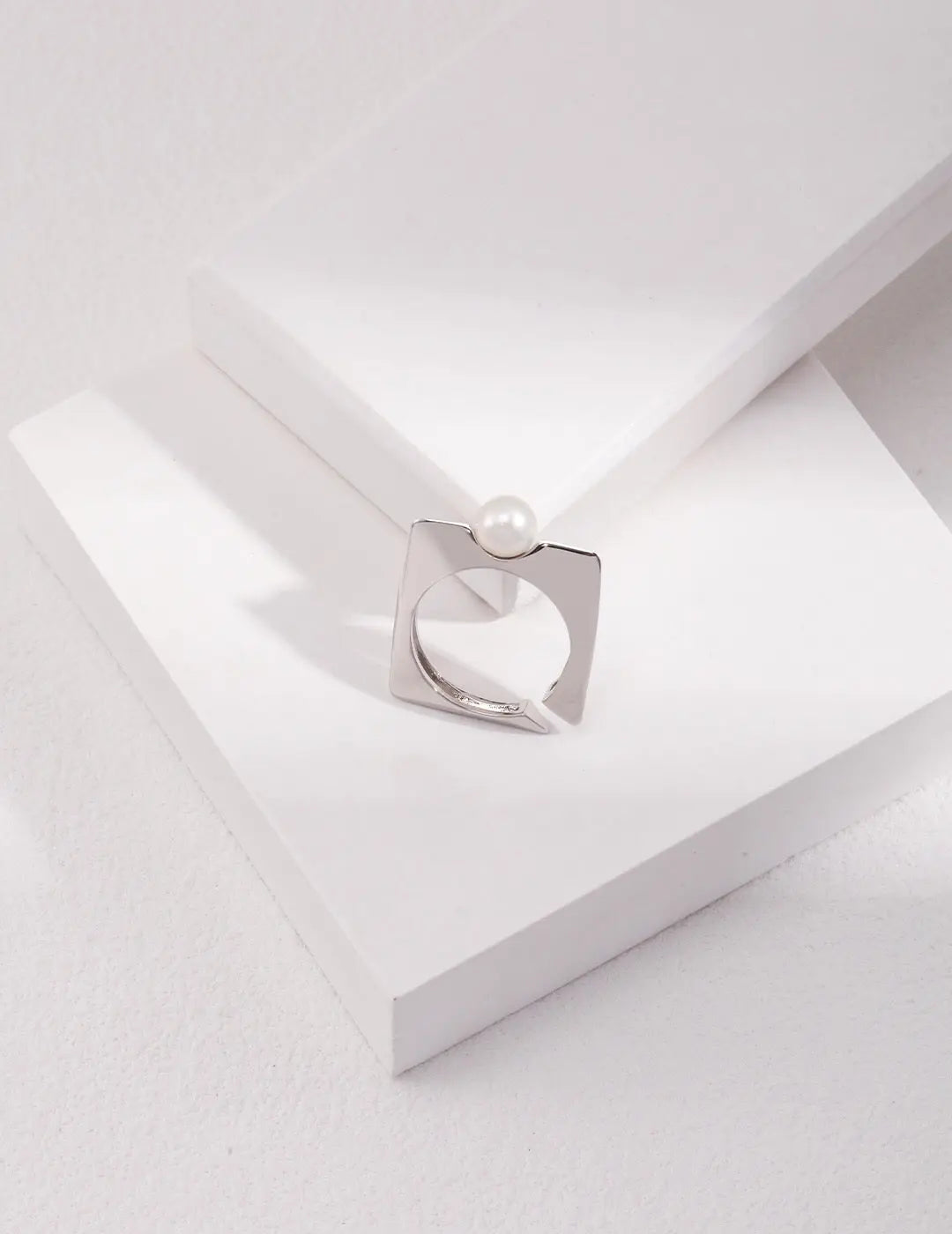 Cultured Square-Shaped Pearl Open Ring-1