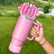 Cup Boot for Stanley 40/30 oz: Straw Cover, Bow Topper, Diamond Caps, Bottom Protector, 3 PCS Set. - Memoriex 