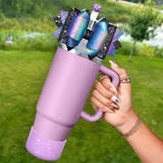 Cup Boot for Stanley 40/30 oz: Straw Cover, Bow Topper, Diamond Caps, Bottom Protector, 3 PCS Set. - Memoriex 