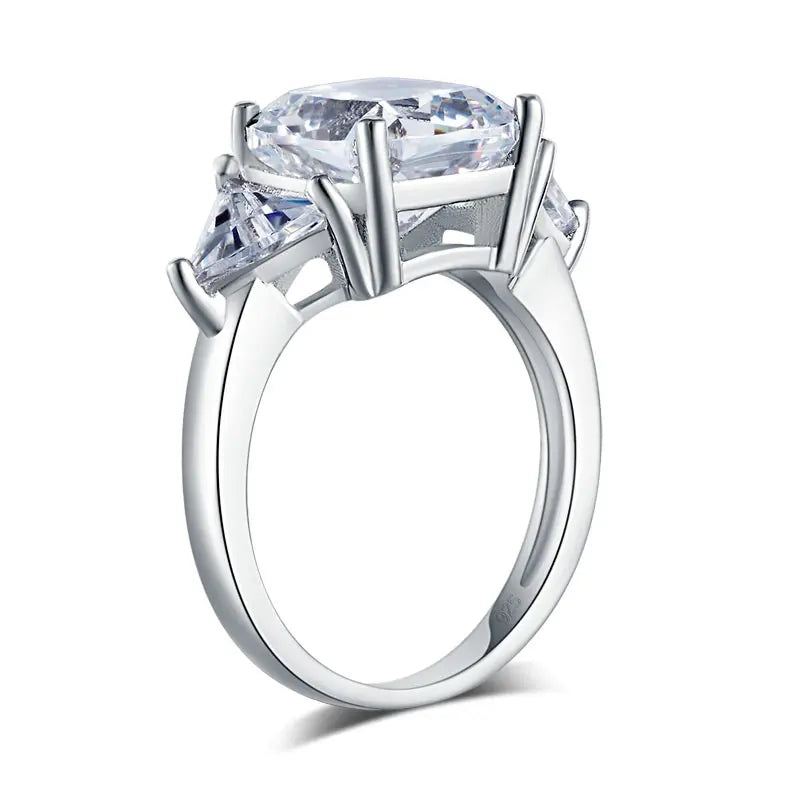 Cushion Cut 4 Carat Solid 925 Sterling Silver Ring Party Luxury Jewelry Created Diamante XFR8310-4