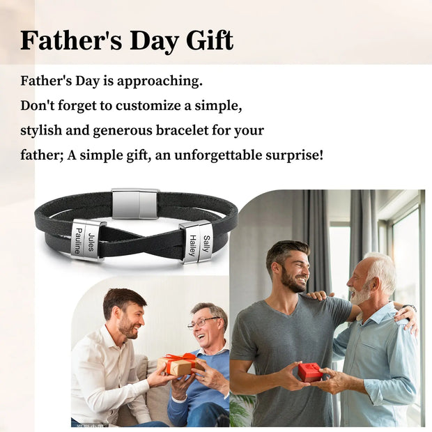 Custom Leather Men Bracelet-1