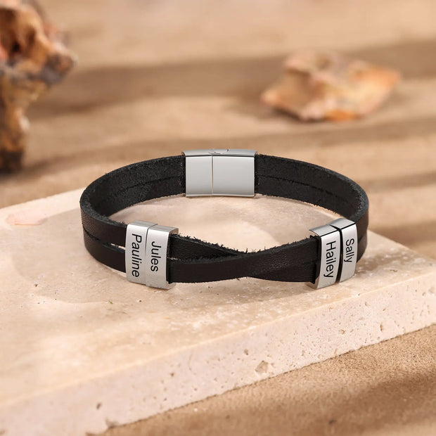 Custom Leather Men Bracelet-3