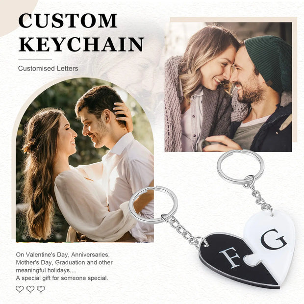 Custom Letter Acrylic Keychain Heart Shape Couple Keychain-1