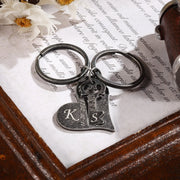 Custom Letter Heart Shape Couple Keychain Valentine's Day Gift-3