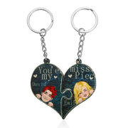 Custom Name Heart Shape Couple Keychain-0