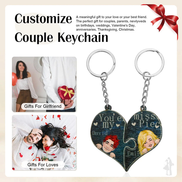 Custom Name Heart Shape Couple Keychain-1