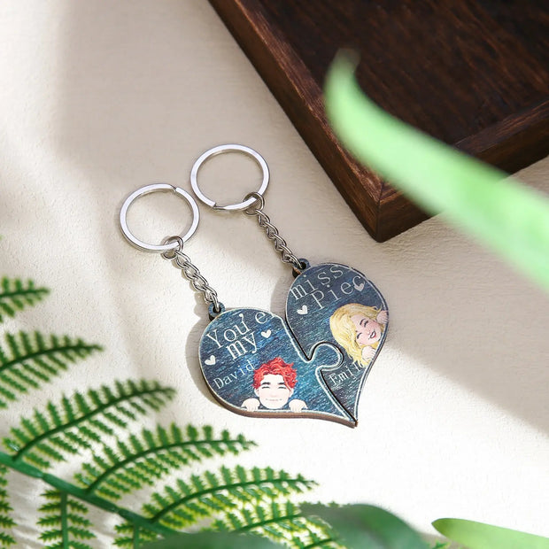 Custom Name Heart Shape Couple Keychain-3