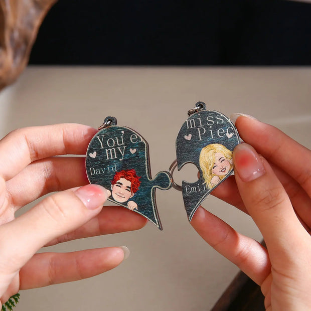 Custom Name Heart Shape Couple Keychain-4