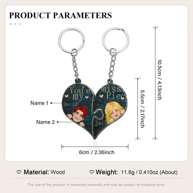 Custom Name Heart Shape Couple Keychain-5