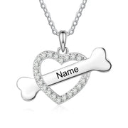 Custom Name Heart With Bone Necklace - Memoriex