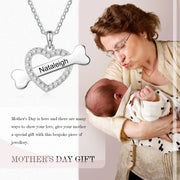 Custom Name Heart With Bone Necklace - Memoriex