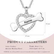 Custom Name Heart With Bone Necklace - Memoriex