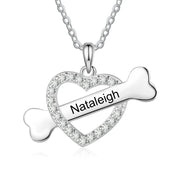 Custom Name Heart With Bone Necklace - Memoriex