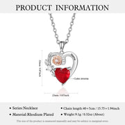 Custom Name Heart With Rose Flower Necklace - Memoriex