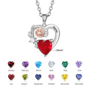 Custom Name Heart With Rose Flower Necklace - Memoriex