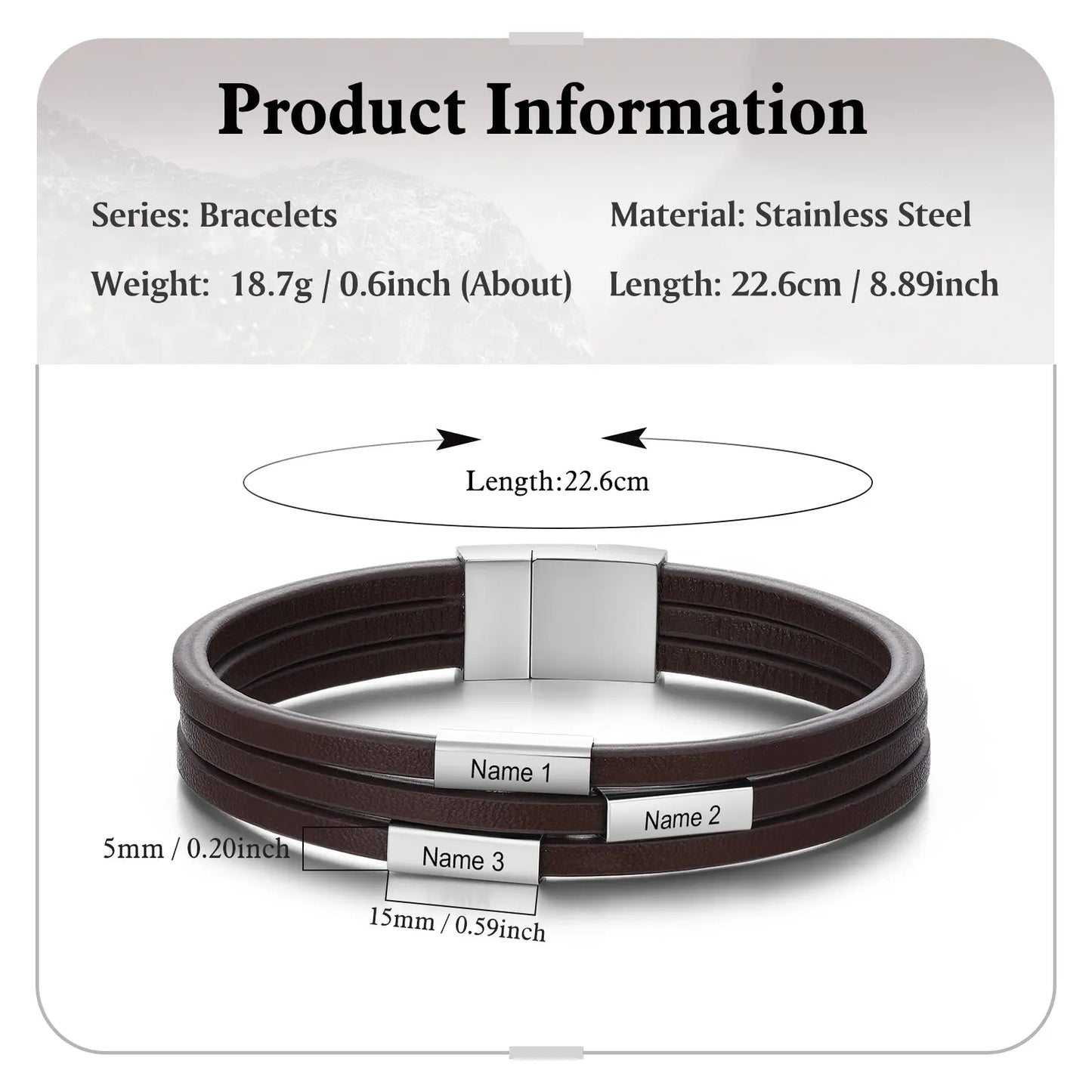 Custom Name Leather Bracelet - Memoriex