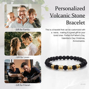 Custom Name Stainless Steel Volcanic Stone Bracelet - Memoriex