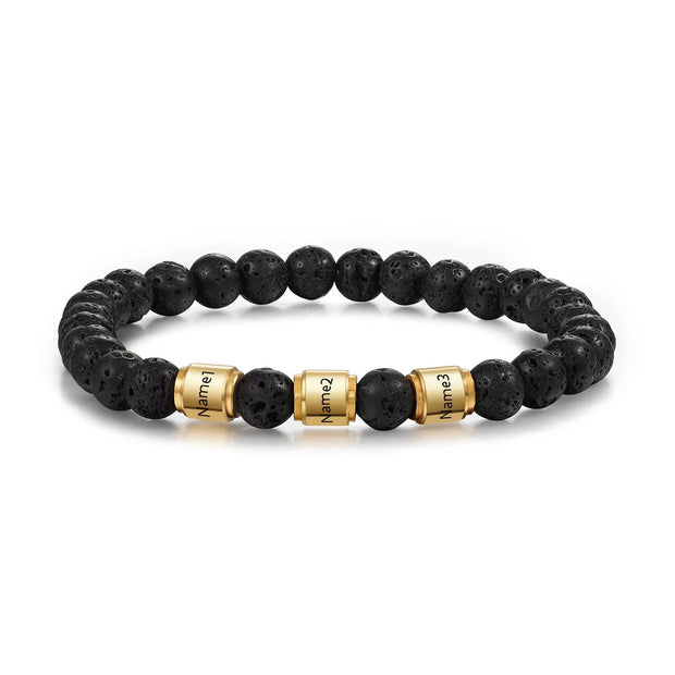 Custom Name Stainless Steel Volcanic Stone Bracelet - Memoriex