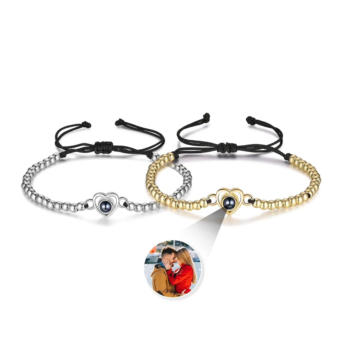 Custom Projection Heart Shaped Couple Bracelet-7