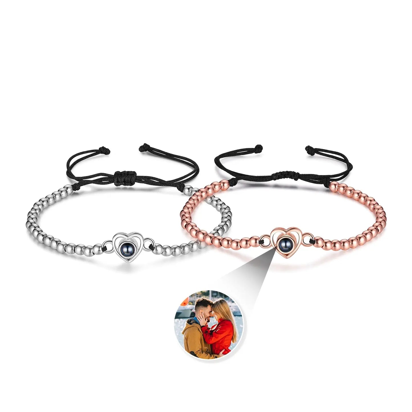 Custom Projection Heart Shaped Couple Bracelet-8