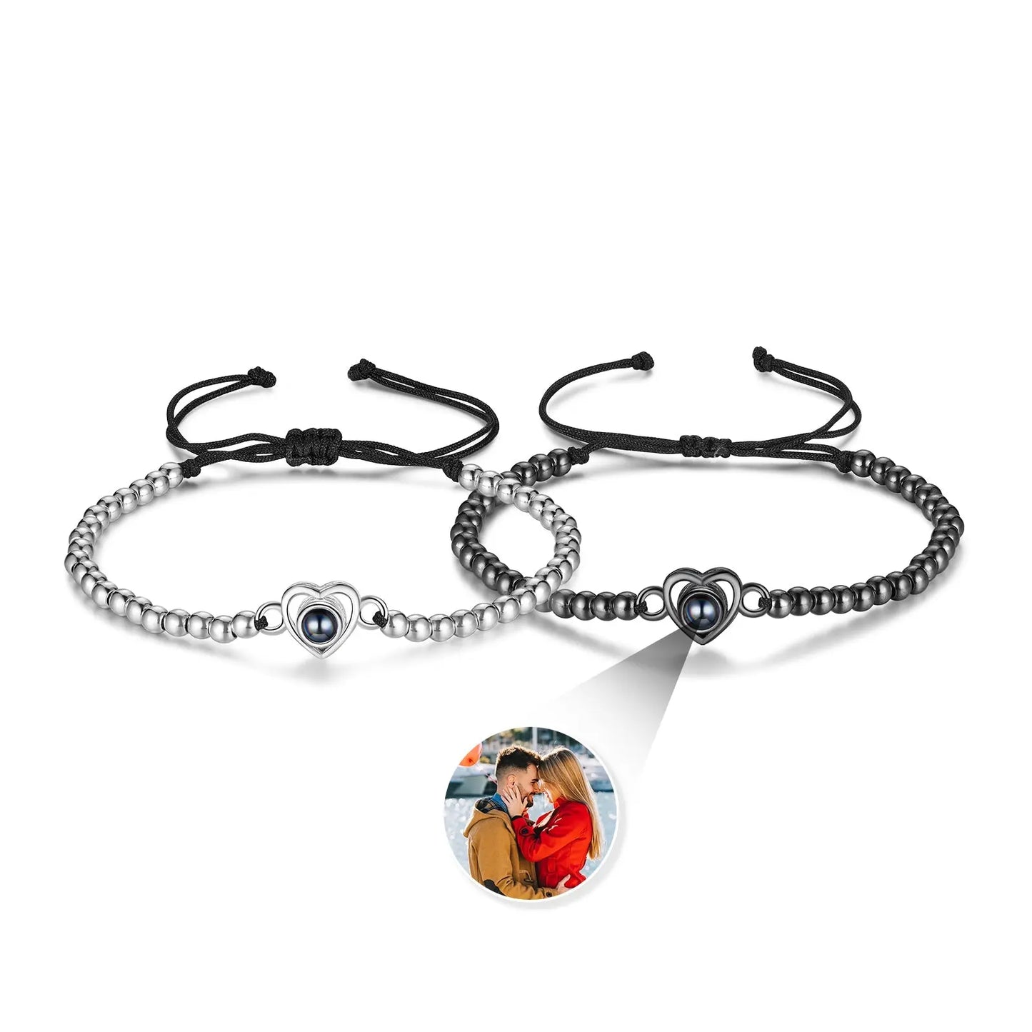 Custom Projection Heart Shaped Couple Bracelet-9