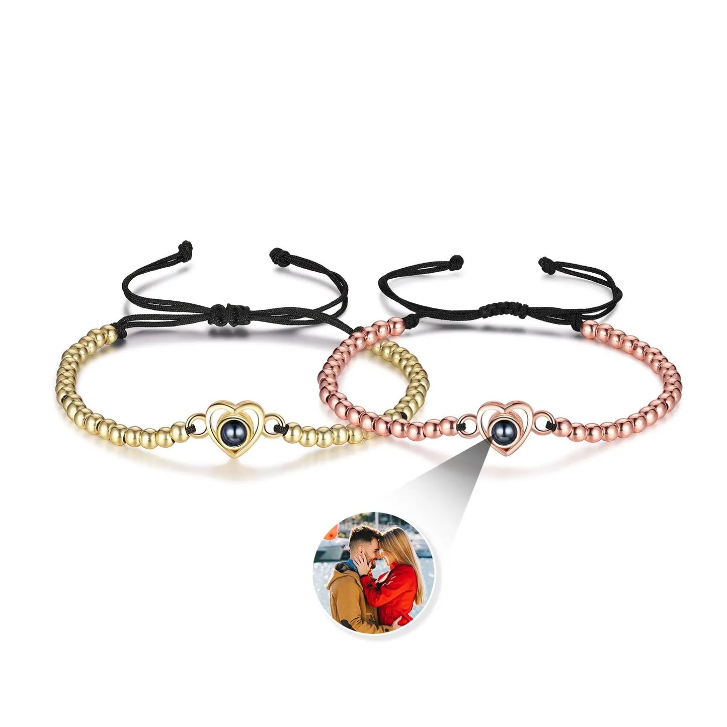 Custom Projection Heart Shaped Couple Bracelet-10